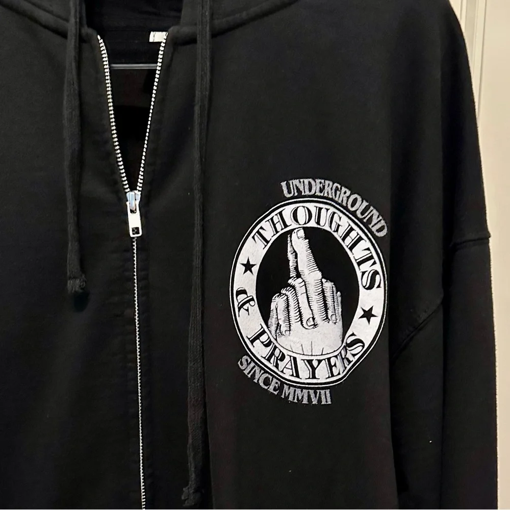 Black Novelty 2XL FULL Zip-Up Hoodie - Picture 2 of 6